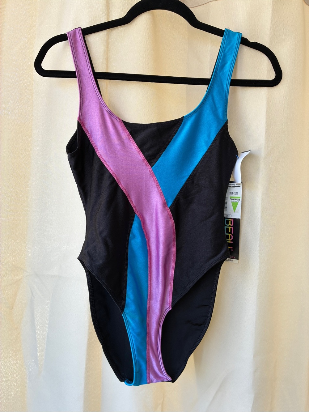 Vintage 80s Workout High Cut Leg Leotard by Rainbeau Bodywear Medium